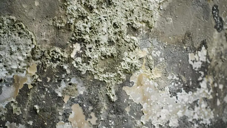 Close view of mold texture across a damp wall